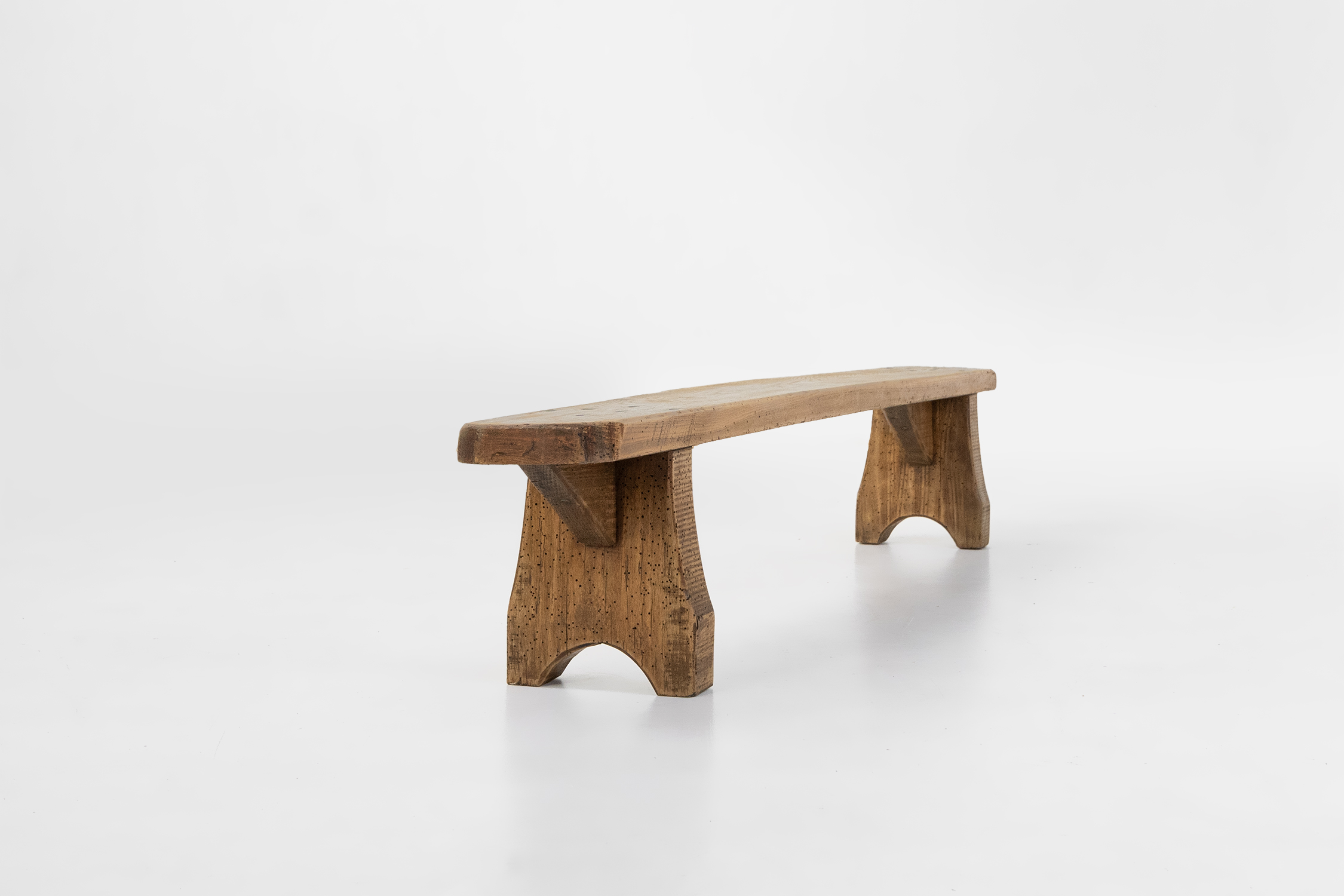 Rustic low bench in solid wood, France ca. 1850thumbnail